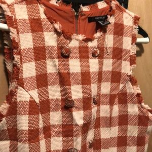 Burnt Orange & Cream Checkered Tweed Mini Dress